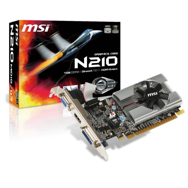 Tarjeta de video 1GB MSI N210-MD1G/D3 VGA/HDMI/DVI DDR3 589Mhz