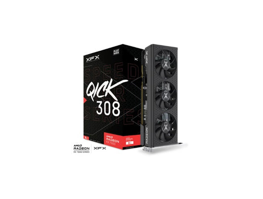 Tarjeta de video XFX 8GB AMD Radeon RX 7600 SPEEDSTER QICK 308 RDNA3 3xfan GDDR6 1xHDMI 3xDP RX-76PQICKBY Black Edition