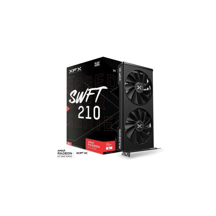Tarjeta de video XFX 8GB AMD Radeon SPEEDSTER SWFT 210 RX 7600 2xfan GDDR6 1xHDMI 3xDP RX-76PSWFTFA