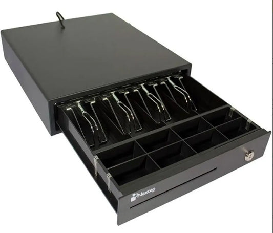 CAJON DE DINERO NEXTEP 4 BILLETES 8 MONEDAS RJ-11 MANUAL Y ELECTRONICA 12V NE-514