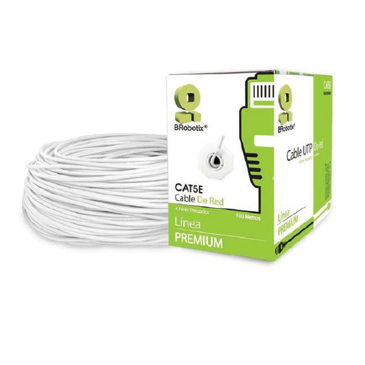 Bobina Brobotix CAT 5E CCA UPT 100M modelo 400052B color Blanco