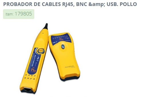 Probador de cable Brobotix RJ45 BNC USB y pollo modelo 263786