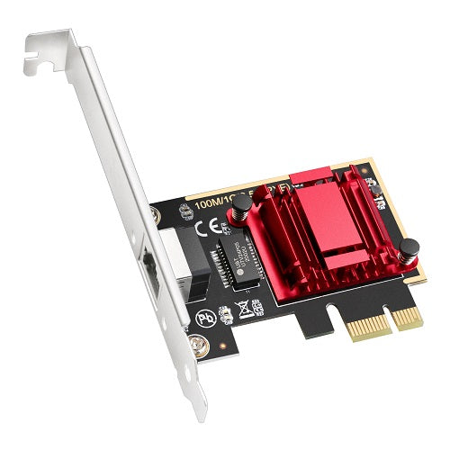 Adaptador Cudy PE25 PCI Express 1 puerto RJ45 hasta 2.5Gbps chipset RTL8125 soporte Wake-On-LAN