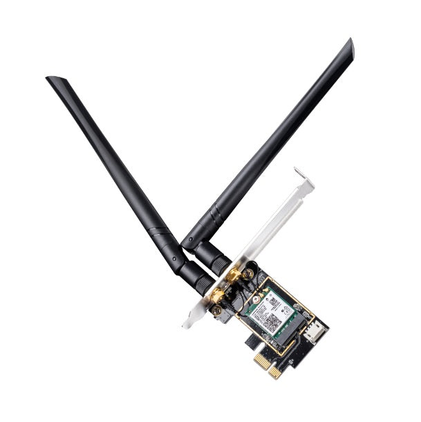 Adaptador inalámbrico PCIe Cudy WE3000 Wi-Fi 6E AX3000 Dual-band 5GHz + 2.4GHz Bluetooth 5.2 con 2 antenas externas