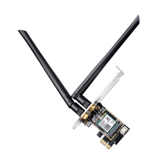 Adaptador inalámbrico PCIe Cudy WE3000 Wi-Fi 6E AX3000 Dual-band 5GHz + 2.4GHz Bluetooth 5.2 con 2 antenas externas