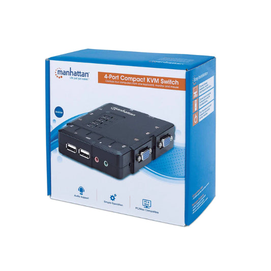 Swtich KVM Manhattan 4xVGA 2xUSB con audio (1monitor a 4equipos)