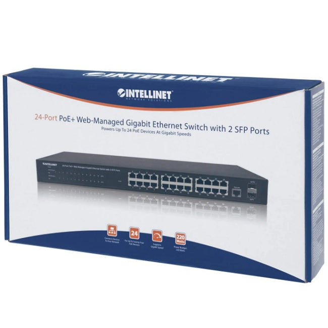 Switch PoE Intellinet administrable Gigabit 24 puertos 30W/pto 240W 2 SFP