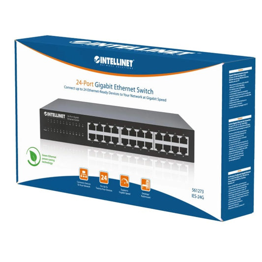 Switch Intellinet 24 Puertos Gigabit Ethernet RJ45 10/ 100/ 1000 Mbps montaje en rack de 19