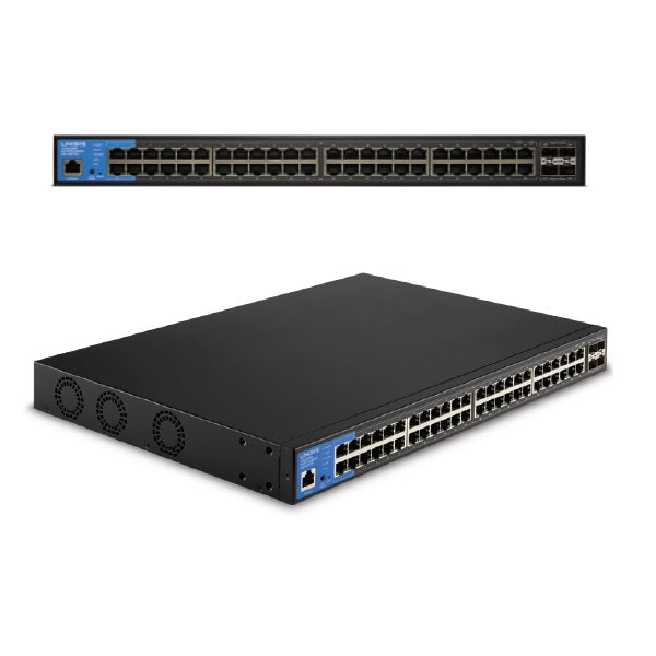 Switch Linksys LGS352MPC administrable compatible capa 3 con 48 puertos RJ45 gigabit PoE 802.3at/af+ (max.740W) 4 puertos 10G SFP+