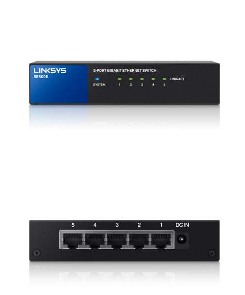 Switch Linksys SE3005 metálico de escritorio 5 puertos gigabit 10/100/1000M no administrable