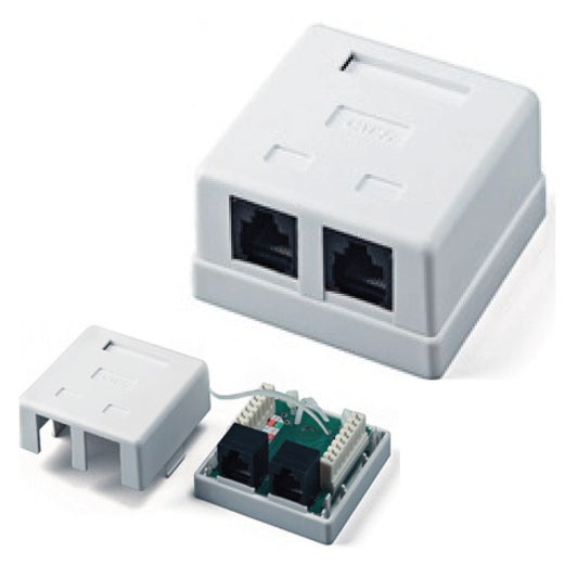 Caja de Pared Linkedpro By Epcom LPWP6035 con 2 Puertos, Incluye 2 Jacks UTP Cat5e Keystone