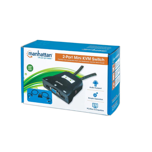 Switch KVM Manhattan 2xVGA 2xUSB con audio (1monitor a 2equipos)