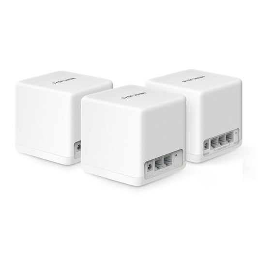 Sistema Halo H60X (3 piezas) Mercusys Mesh Wi-Fi 6 AX1500 MU-MIMO 1x H60XR con 3x RJ45 WAN/LAN y 2x H60XS con 2x RJ45 LAN gigabit