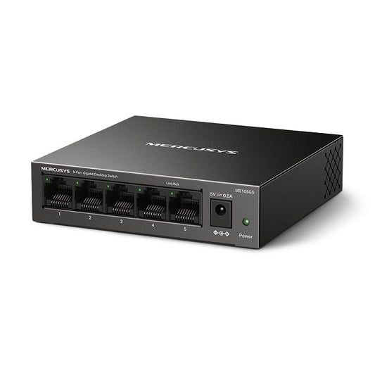 Switch Mercusys MS105GS metálico escritorio 5 puertos gigabit 10/100/1000M no administrable Auto-MDI/MDIX