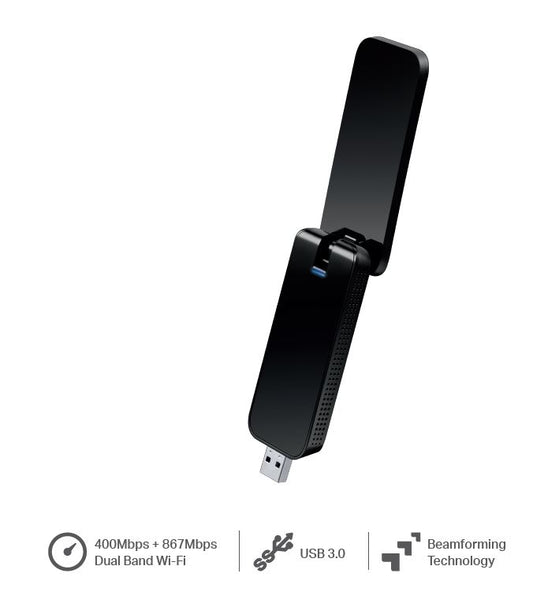 Adaptador inalámbrico USB 3.0 TP-Link AC1300 MU-MIMO 2.4GHz a 400 Mbps y 5GHz a 867 Mbps v3.0