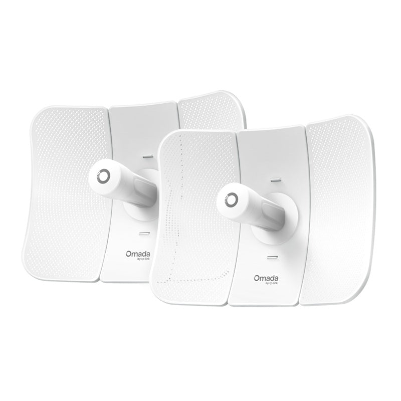 Kit (2 piezas) puente conexion exterior TP-Link Omada Beam Bridge 5 UR KIT 5GHz 867Mbps IP65 802.3af PoE (1 2pins; 3 6pins) y adaptadores PoE pasivo