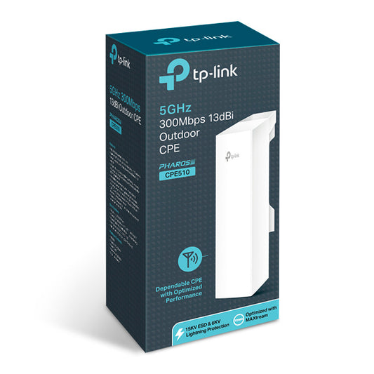 CPE exterior TP-Link CPE510 5GHz 300Mbps 13dBi antena 2x2 MIMO direccional polarizado dual potencia de 0 a 27dBm/ 500mw