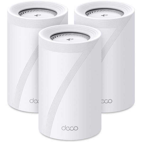 Sistema Deco BE77 (3 piezas) TP-Link Mesh Wi-Fi 7 BE17000 Tri-Banda 6 GHz 320MHz MLO 4K-QAM 4x4 MU-MIMO 1x RJ45 10Gbps 1x 2.5Gbps 1x 1Gbps x pieza