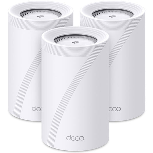 Sistema Deco BE77 (3 piezas) TP-Link Mesh Wi-Fi 7 BE17000 Tri-Banda 6 GHz 320MHz MLO 4K-QAM 4x4 MU-MIMO 1x RJ45 10Gbps 1x 2.5Gbps 1x 1Gbps x pieza