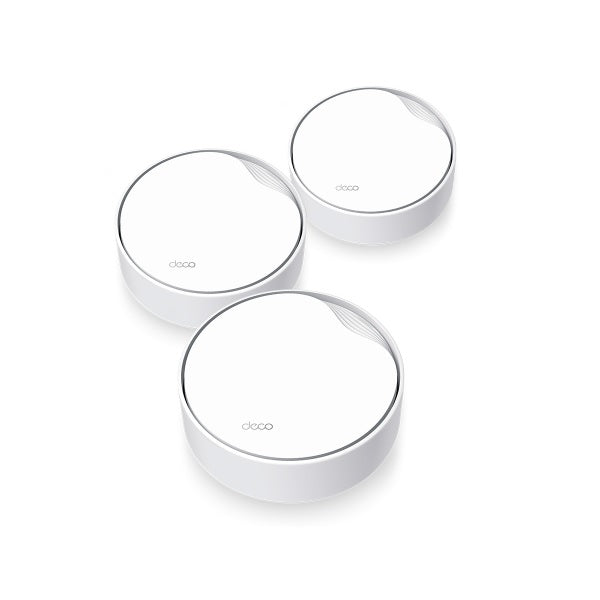 Sistema Deco X50-PoE (3 piezas) TP-Link Mesh Wi-Fi 6 AX3000 802.3at PoE (1x RJ45 2.5Gbps y 1x RJ45 gigabit por pieza) MU-MIMO OFDMA