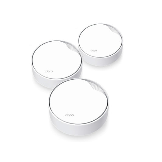 Sistema Deco X50-PoE (3 piezas) TP-Link Mesh Wi-Fi 6 AX3000 802.3at PoE (1x RJ45 2.5Gbps y 1x RJ45 gigabit por pieza) MU-MIMO OFDMA