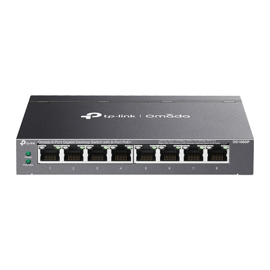 Switch TP-Link Omada DS108GP metálico escritorio/ montaje pared 8 puertos gigabit PoE+ 802.3af/at max. 64W no administrable