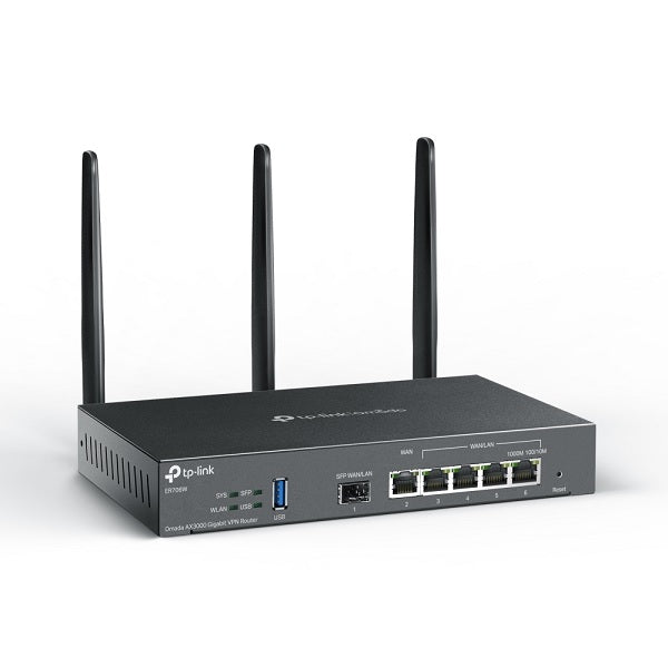 Router Multi-WAN VPN TP-Link Omada Wi-Fi 6 AX3000 ER706W 5 RJ45 gigabit (4 WAN/lan y 1 LAN) 1x SFP WAN/LAN 1x USB3.0