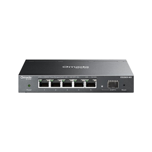 Switch Easy Managed TP-Link Omada ES206X-M2 metálico escritorio/ montaje pared 5x 2.5 Gbps RJ45 1x 10 Gbps SFP+ Auto-Negotiation/Auto MDI/MDIX