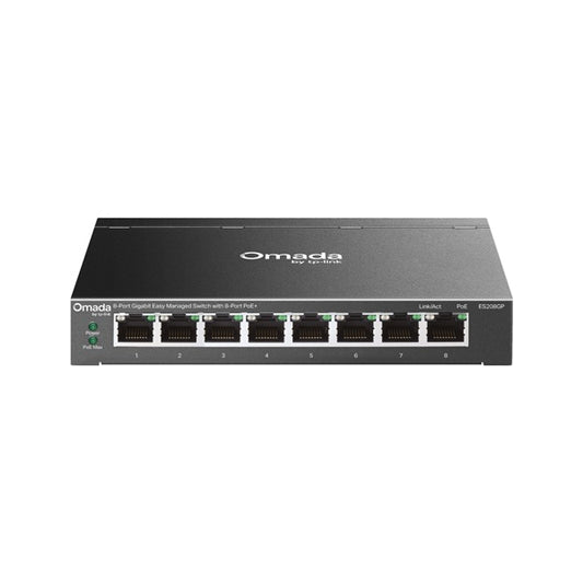 Switch Easy Managed TP-Link Omada ES208GP metálico escritorio/ montaje pared 8 puertos gigabit PoE+802.3af/at max. 64W