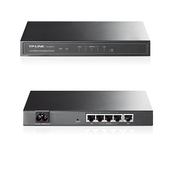Router balanceador de carga TP-Link TL-R470T+ 2-WAN 3/5 LAN versión 6.0 con eliminador