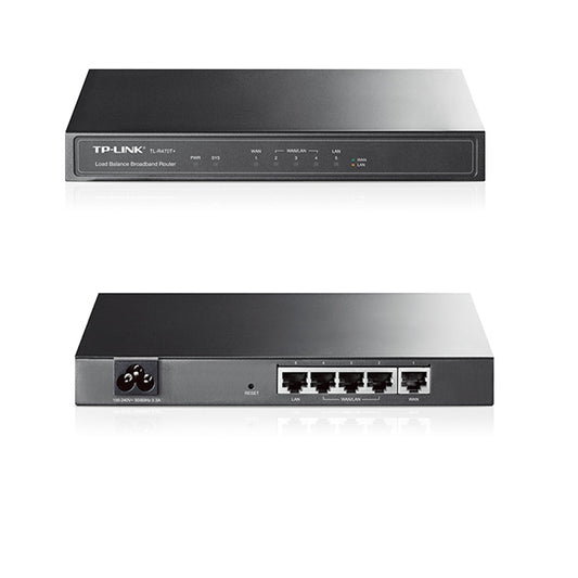 Router balanceador de carga TP-Link TL-R470T+ 2-WAN 3/5 LAN versión 6.0 con eliminador