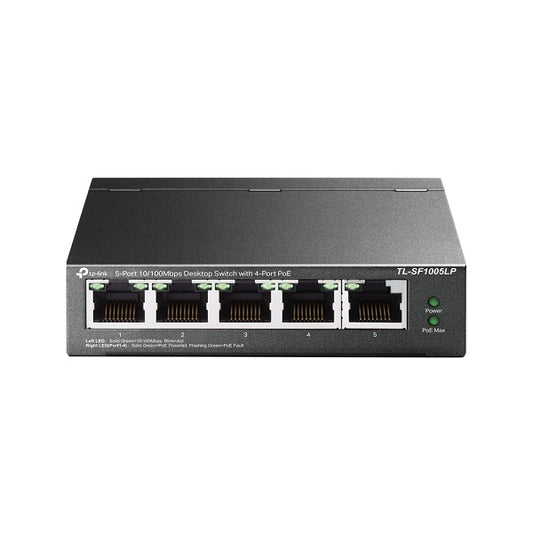 Switch TP-Link TL-SF1005LP metálico de escritorio 5 puertos RJ45 10/100M (4 puertos PoE 802.3af max 41W) modo extensión de cableado