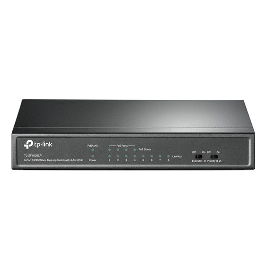 Switch TP-Link TL-SF1008LP metálico escritorio 8 puertos RJ45 10/100M (4 puertos PoE 802.3af max 41W) modo extensión de cableado
