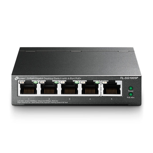 Switch TP-Link TL-SG1005P metálico de escritorio 5 puertos gigabit (4 puertos PoE+ 802.3 af/at max. 56W) no administrable