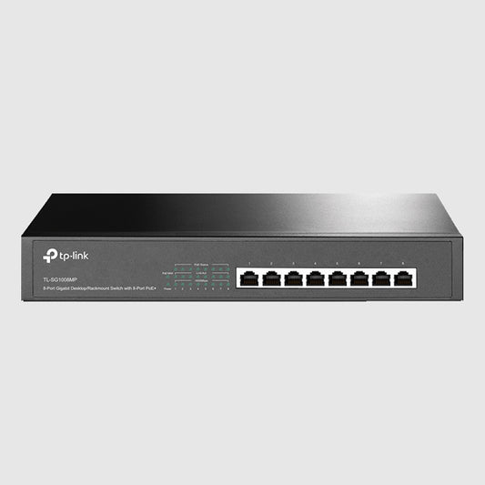 Switch TP-Link TL-SG1008MP metálico de escritorio/ montaje en rack 8 puertos gigabit PoE+ 802.3af/at max. 153W no administrable