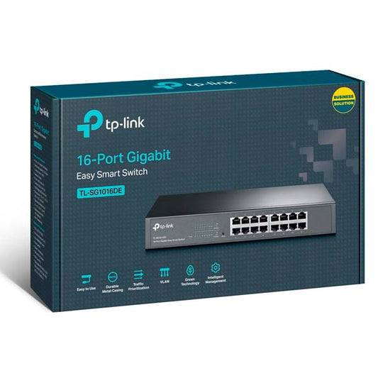 Switch Easy Smart TP-Link TL-SG1016DE metálico escritorio/ montura rack 16 gigabit 10/100/1000M plug and play