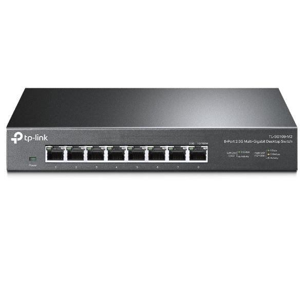 Switch TP-Link TL-SG108-M2 metálico escritorio 8 puertos RJ45 hasta 2.5 Gbps Multi-Gig no adminsitrable operación sileciosa