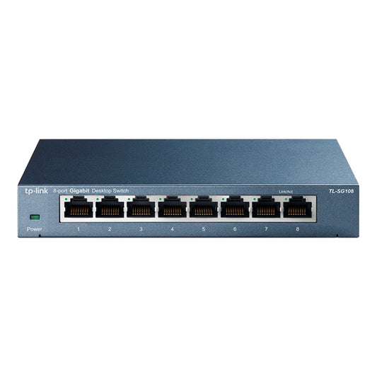 Switch TP-Link TL-SG108 metálico de escritorio 8 puertos gigabit 10/100/1000M Auto-MDI / MDIX no administrable
