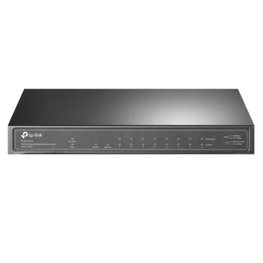 Switch TP-Link TL-SG1210P metálico 9 puertos gigabit (8 puertos PoE+ 802.3af/at max. 63W) 1 puerto SFP gigabit