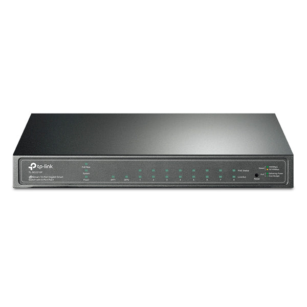 Switch TP-Link JetStream TL-SG2210P v3.20 metálico 8 puertos gigabit PoE 802.3af max. 61W administrable 2 puertos SFP gigabit