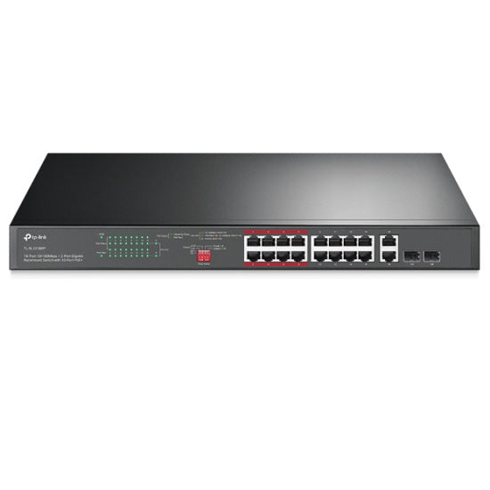 Switch TP-LinkTL-SL1218MP V2 no administrable 16 puertos 10/100 PoE+ max.194W y 4 puertos gigabit (2 x RJ45 y 2 x SFP/combo)