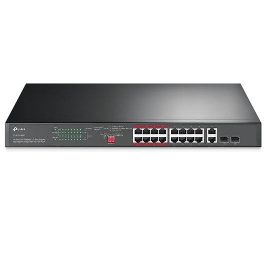 Switch TP-LinkTL-SL1218MP V2 no administrable 16 puertos 10/100 PoE+ max.194W y 4 puertos gigabit (2 x RJ45 y 2 x SFP/combo)