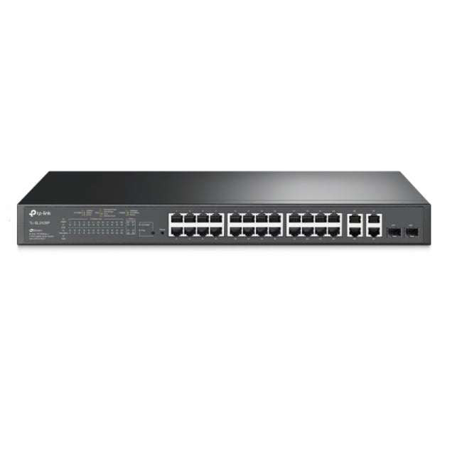 Switch TP-Link JEtStream TL-SL2428P administrable L2+ 24 puertos 10/100 PoE+ max. 250W y 4 puertos gigabit (2 x RJ45 y 2 x SFP)