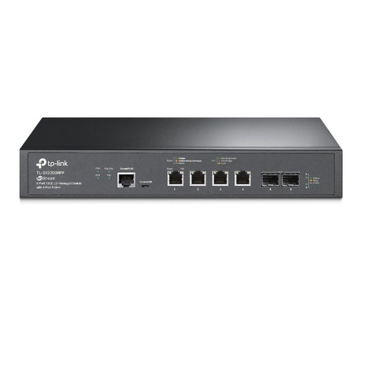 Switch TP-Link JetStream TL-SX3206HPP administrable L2/L2+ 4 puertos RJ45 10GE PoE+ max 200W 2 puertos SFP+ 10Gbps 1 puerto consola