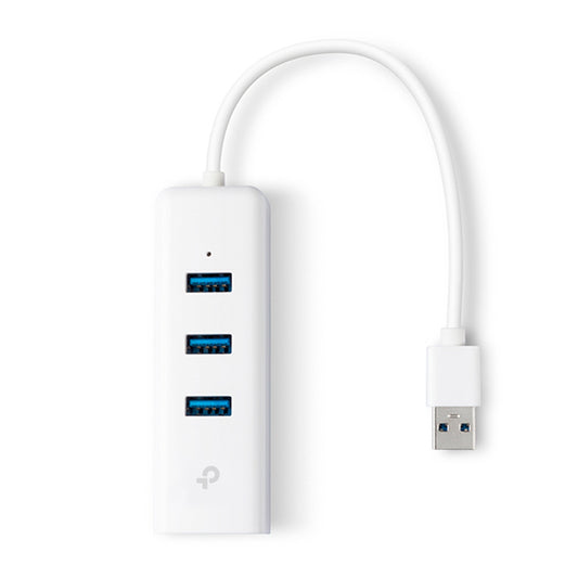 Adaptador 2-en-1TP-Link UE330 USB3.0 a RJ45 gigabit Ethernet con Hun de 3 puertos USB 3.0 plug and play