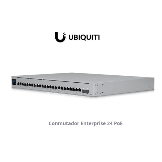 Switch Ubiquiti Unifi USW-ENTERPRISE-24-POE Empresarial Capa 3 de 24 pto PoE 802.3af/at (12 pts 2.5G y 12 pto 1G) + 2 pto 1/10G SFP+ 400W pantalla informativa