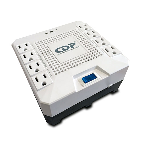 Regulador CDP R-AVR1808 1800VA/1000W 8 NEMA 5-15R (4 + 4 con AVR) protección fax módem y DSL indicadores LED