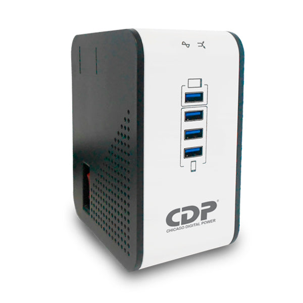 Regulador CDP R2CU-AVR1008 1000VA/500W 8 NEMA 5-15R (4 con AVR) indicadores LED 4 puertos de carga USB 5V 2.1A max