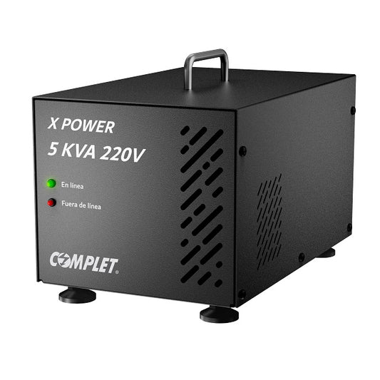 Regulador electrónico de voltaje COMPLET X-POWER ERV-10-008 5000VA potencia 5000W voltaje 220V supresor de picos 504 J