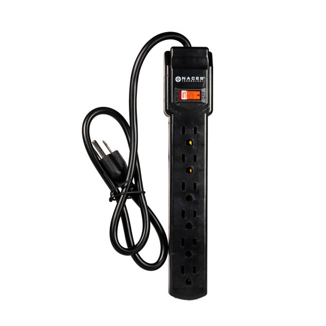 Barra Multicontacto Naceb 6 socket con switch modelo NA-0706 color Negro